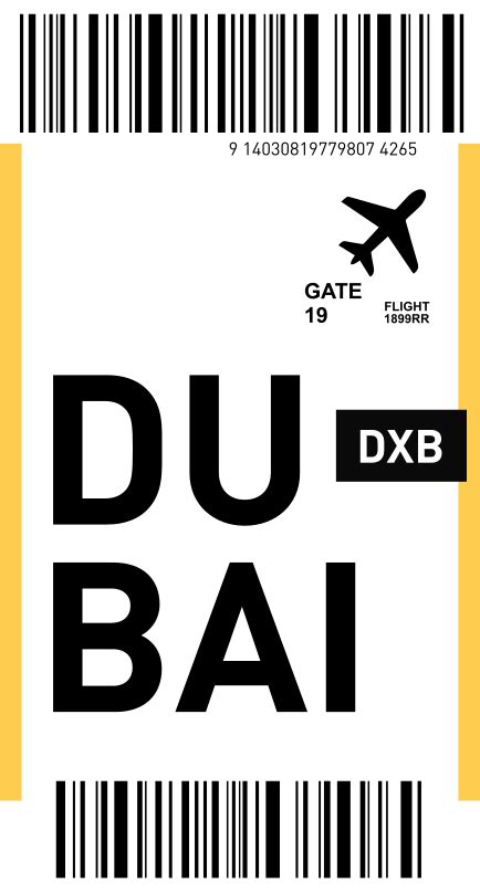 Plane Ticket To Dubai IPhone Decal TenStickers