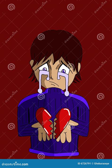 Sad Boy With A Broken Heart In His Hands On Dark Background Stock Image