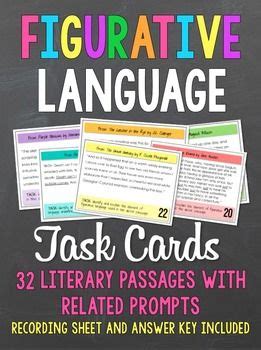 Figurative Language Task Cards For Middle And High School Figurative