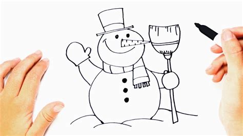 How To Draw A Snowman Step By Step Christmas Easy Drawings Youtube