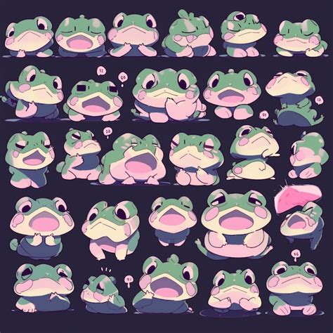 Premium Photo A Close Up Of A Bunch Of Cartoon Frogs With Different