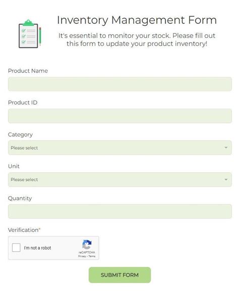 Inventory Request Form Template 123formbuilder