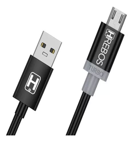 Cable Hrebos Gris Oscuro Con Entrada Micro Usb Salida USB 2 0 A Macho