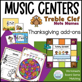 Music Centers Treble Clef Note Names Thanksgiving Add On Set Tpt