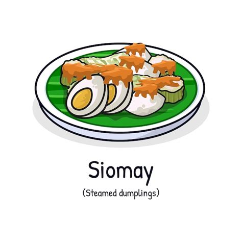 Premium Vector | Siomay or dimsum or steamed dumpling in peanut sauce indonesian traditional ...