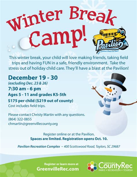 Winter and Spring Break Camps - Greenville Rec