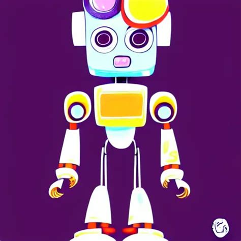 Digital Illustration Of A Cute Robot Character Uliana Stable