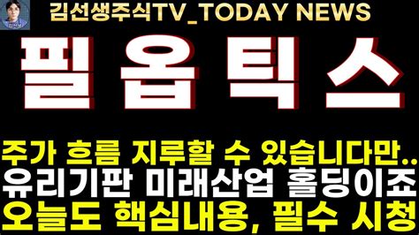 필옵틱스 주가전망 613마감속보 주가 흐름 지루할 수 있습니다만 유리기판은 미래 반도체 기판입니다 저가 매수 후