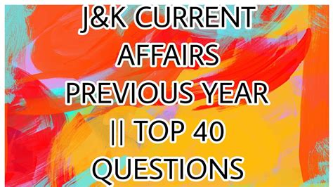 Jammu And Kashmir Complete Current Affairs Last One Year Youtube