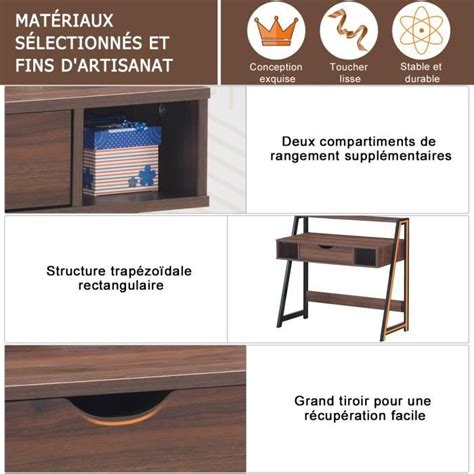 COSTWAY Bureau Informatique Table D Ordinateur 92 X 52 X 90 CM Avec