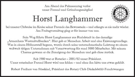 Traueranzeigen Von Horst Langhammer Trauer Flz De