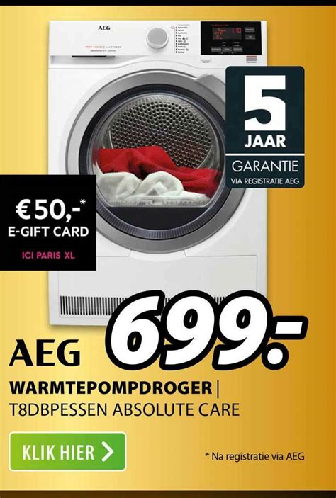 AEG Warmtepompdroger T8DBPESSEN Absolute Care Aanbieding Bij Expert