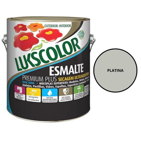 Tinta Esmalte Brilhante Base Água 3 600l Lukscolor Cores Platina