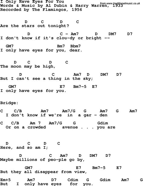 Song lyrics with guitar chords for I Only Have Eyes For You - The ...