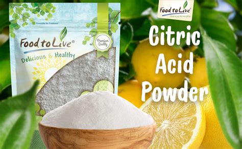 Food To Live Citric Acid Powder 4 Ounces Anhydrous Fine Granules Food Grade Lemon