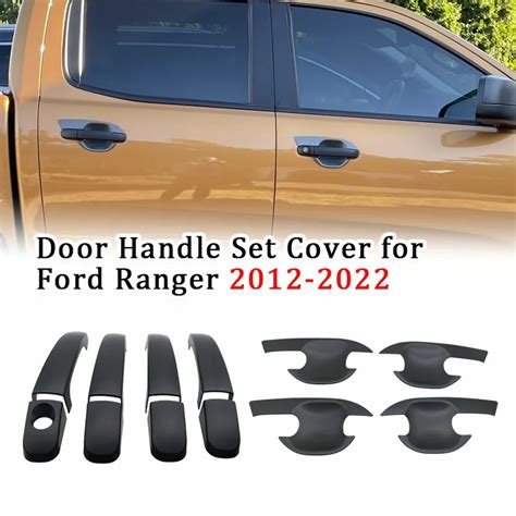 Matte Black Car Door Handle Cover Trim Handle Insert Set For Ford Ranger 2012 2022 T6