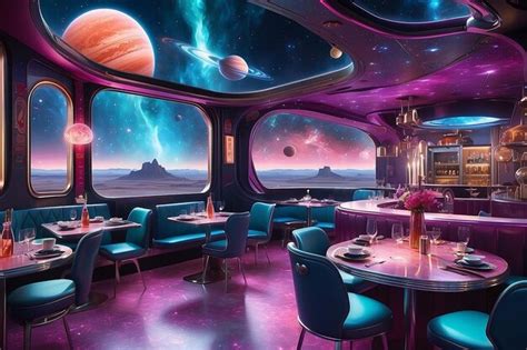 Cosmic diner interstellar travelers nebula cocktails celestial cuisine ...