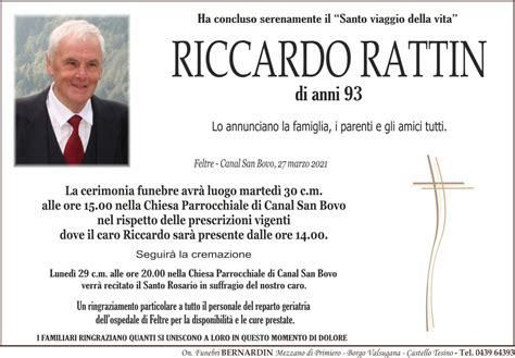 Il Vanoi Si Stringe Alla Famiglia Di Riccardo Rattin Storico Direttore