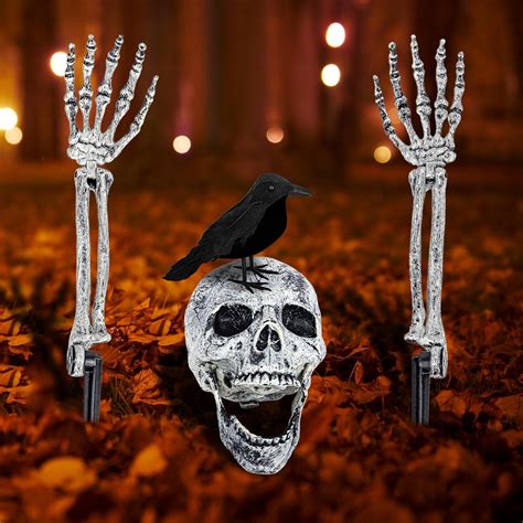 Halloween Decorations Outdoor Halloween Skeleton Outdoor With Crow Skeleton Stakes