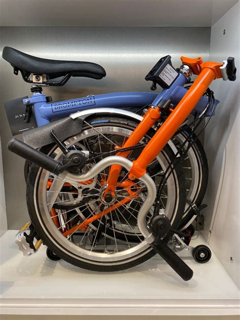 Brompton Bike M R Orange Cloud Blue Sports Equipment Bicycles