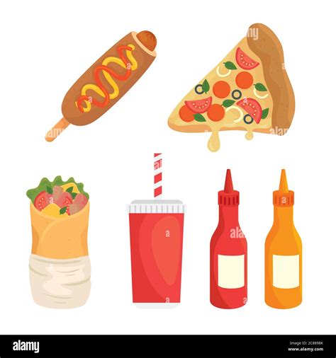 Set Of Fast Food Lunch Or Meal Stock Vector Image And Art Alamy