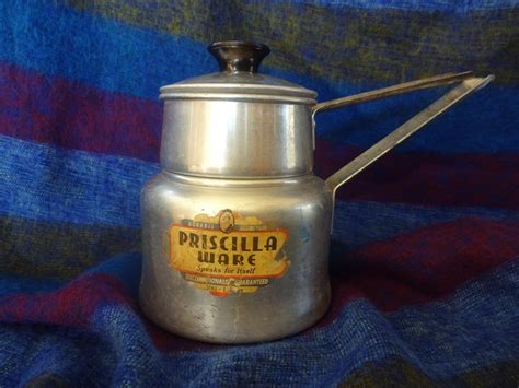 Vintage Mid Century Priscilla Ware Aluminum Double Boiler With Label Etsy