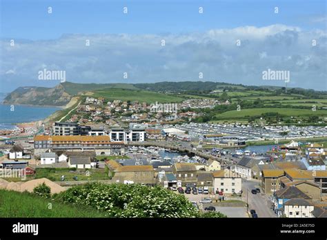 Panoramic View Of West Bay Dorset Stock Photo Alamy