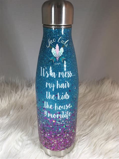 Glitter Stainless Steel Water Bottle Mermaid Colors Its A Mess