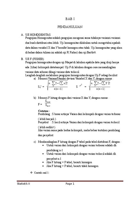 Contoh Soal Dan Jawaban Uji Homogenitas Jawaban Buku