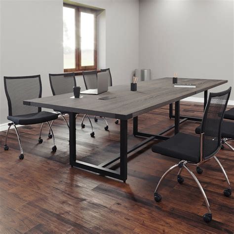 Ft Ft Modern Conference Room Table And Chairs Set With Metal