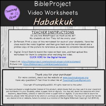 Book of Habakkuk Bible Overview Summary Activity by Teaching to Equip