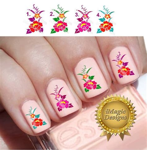 Nail Decals Stickers Water Slide Nail Art Flower Etsy Canada