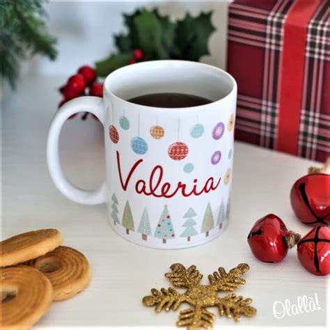 Tazza Personalizzata Con Nome E Decorazioni Natalizie Colorate Idea