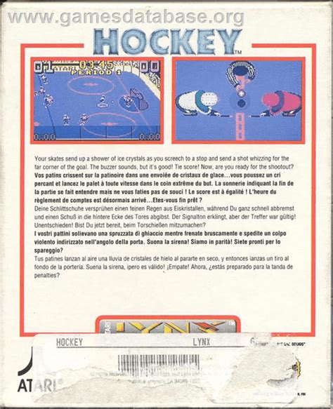 Hockey Atari Lynx Artwork Box Back