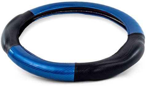 18 MEMORY FOAM CARBON FIBER STYLE STEERING WHEEL COVER BLUE