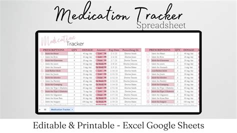 Medication Tracker Template Excel Spreadsheet Medication Tracking