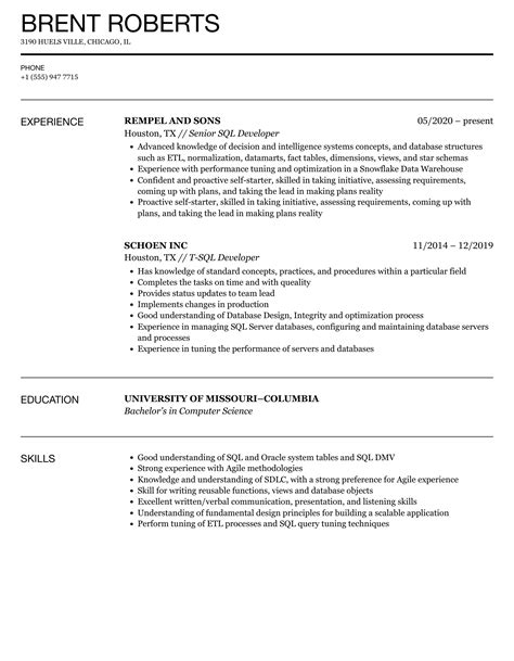 Sql Developer Resume Samples Velvet Jobs