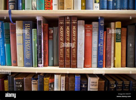 Hardcover books on shelf in a used bookstore Stock Photo - Alamy