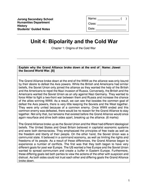 Solution Essay Compilation Origins Of The Cold War Studypool