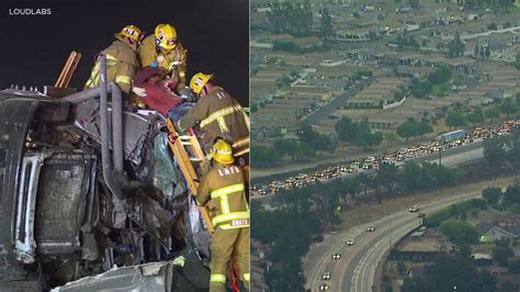 Sylmar Crash Some Lanes Back Open On 210 Freeway After Overturned Tanker Truck Hazmat Spill