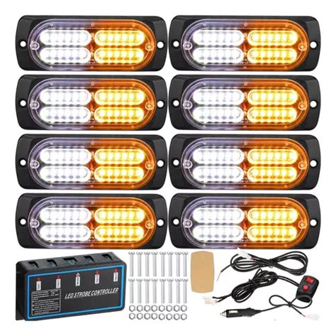 8 Luces Led Estroboscópicas De Emergencia De 24 Led Ámbar Y Meses