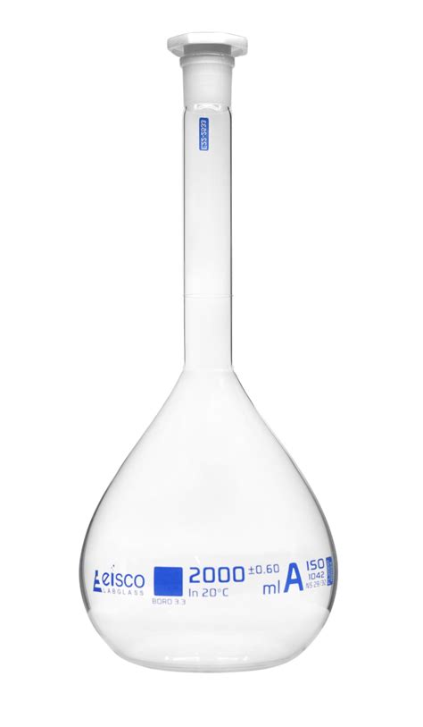 Volumetric Flask 2000ml Class A Borosilicate Glass — Eisco Labs