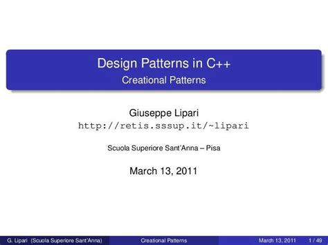 Pdf Design Patterns In C Creational Patterns Retis Retis Sssup