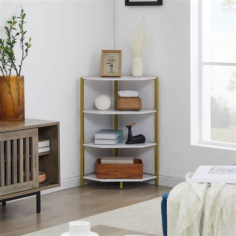 Snapklik VECELO Corner Shelf 4 Tier Display Shelves Wood