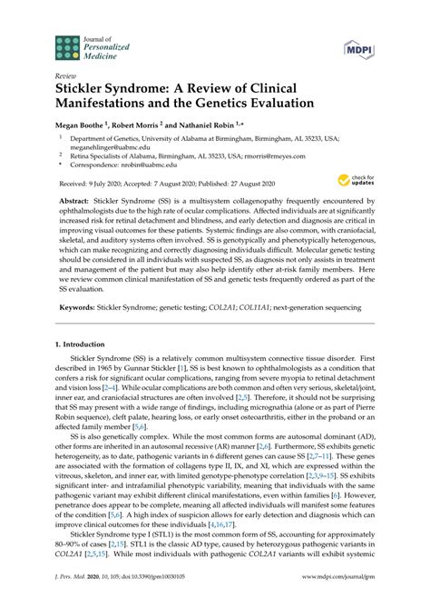 (PDF) Stickler Syndrome: A Review of Clinical Manifestations and the ...