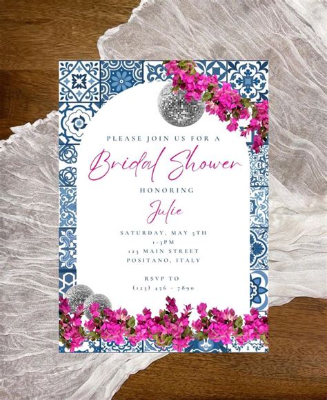 Mediterranean Mamma Mia Theme Bridal Shower Invite Template Bridal