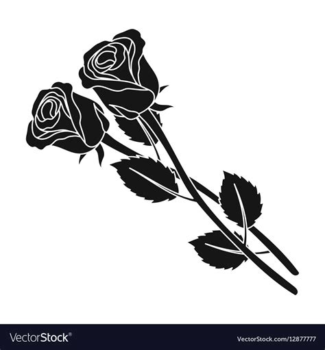 Two roses icon in black style isolated on white Vector Image