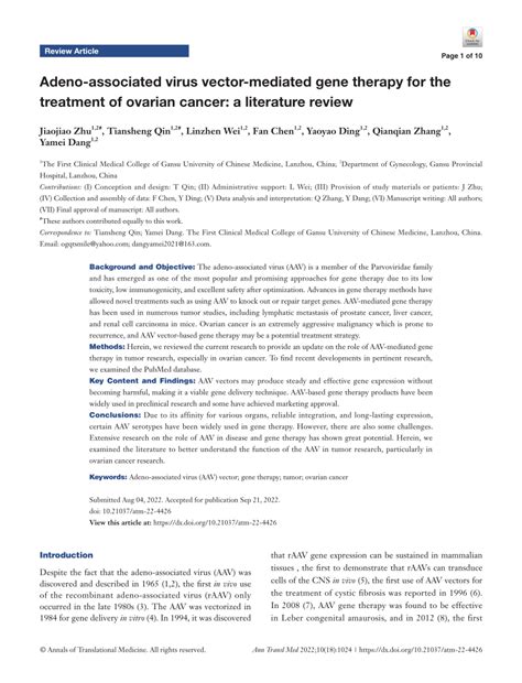 PDF Adeno Associated Virus Vector Mediated Gene Therapy For The