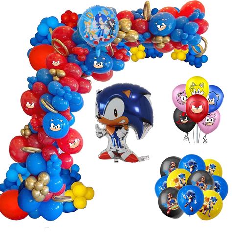 Sonic Cumplea Os Tema Fiesta Decoraciones Globo Guirnalda Conjunto De