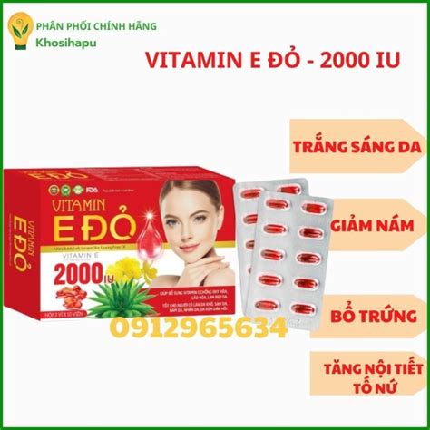 Viên Uống Vitamin E đỏ 2000iu Tinh Dầu Thông đỏ Giúp Giảm Nám Trắng Sáng Da Bổ Trứng Hỗ Trợ Sinh